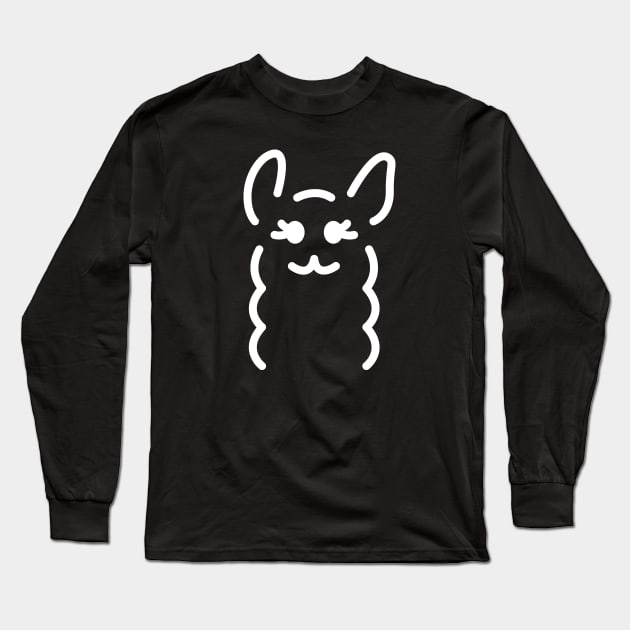 Mwah! - Cute Llama Face Line Art - White Long Sleeve T-Shirt by DaTacoX